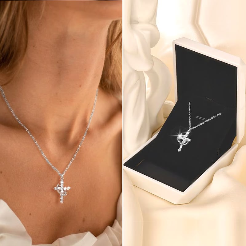 👑✝️Simple Crown & Cross Pendant Choker Necklace