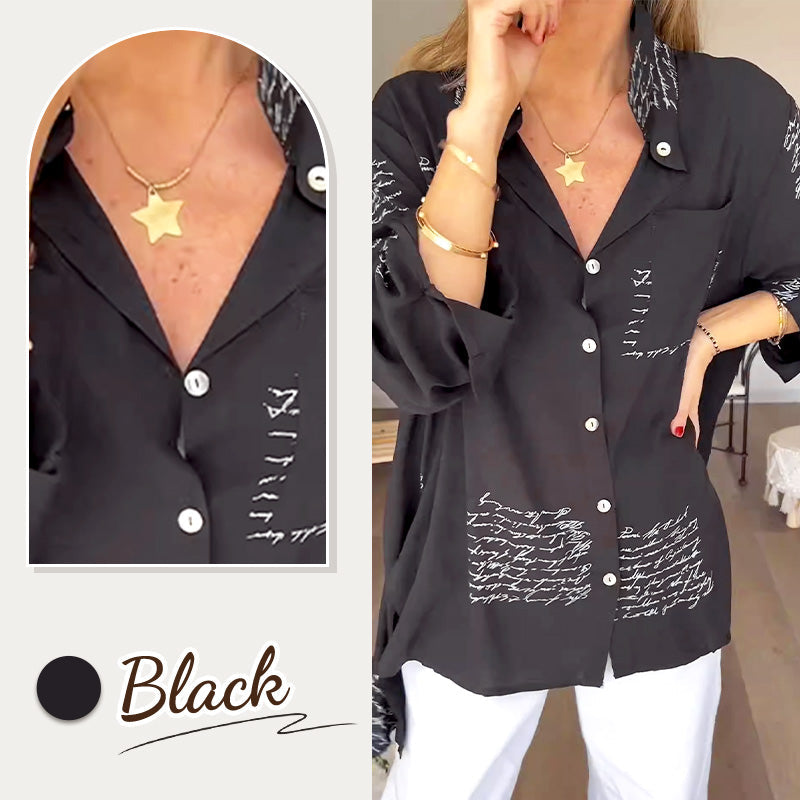 🎁Hot Sale 50%OFF💖Letter Print Fashion Lapel Shirt