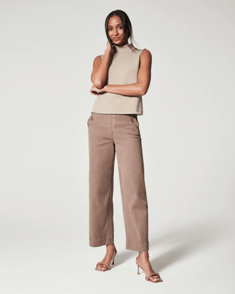 🔥2025 HOT SALE🔥Stretch Twill Cropped Wide Leg Pants