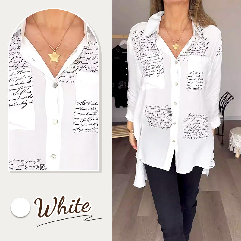 🎁Hot Sale 50%OFF💖Letter Print Fashion Lapel Shirt