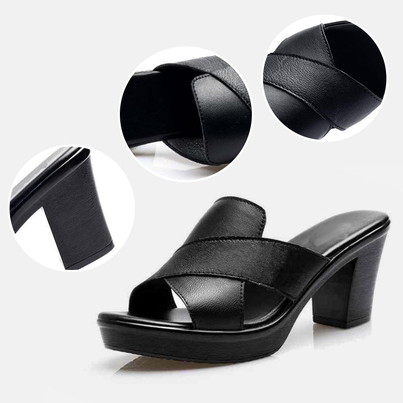 Women's Platform Slip on Chunky High Heel Sandals