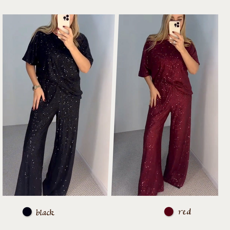 🌸Spring Specials💐 Women's Sequin Crewneck Top & Loose Trousers