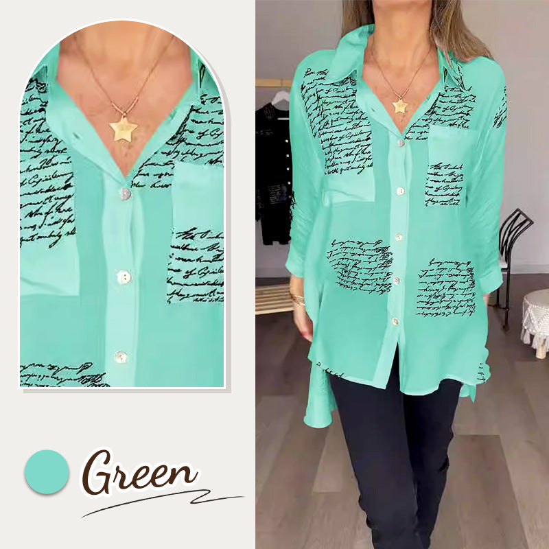 🎁Hot Sale 50%OFF💖Letter Print Fashion Lapel Shirt