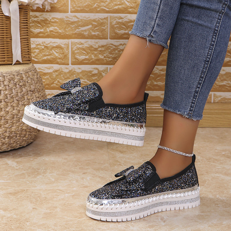 🎁Women's Rhinestones Slip-On Bow Sneakers