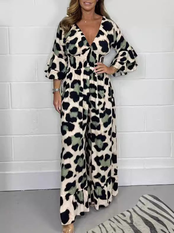 🔥Hot Sale 53% Off🍃Leopard print V-neck jumpsuit