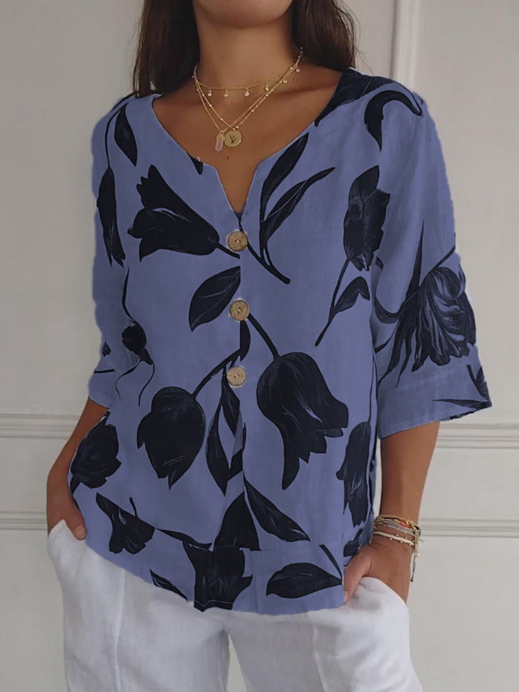 🔥2025 Hot Sale🔥🌷Printed V-neck Tunic Top🌷