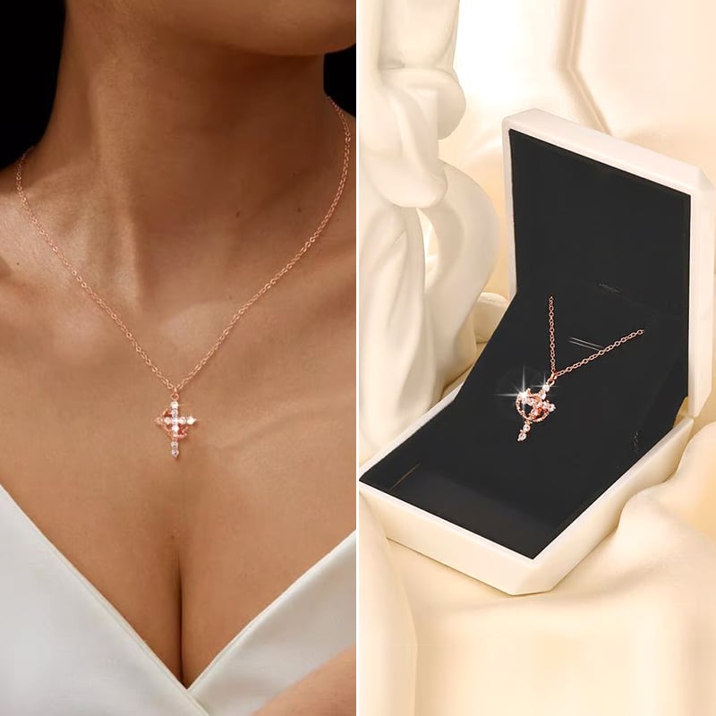 👑✝️Simple Crown & Cross Pendant Choker Necklace