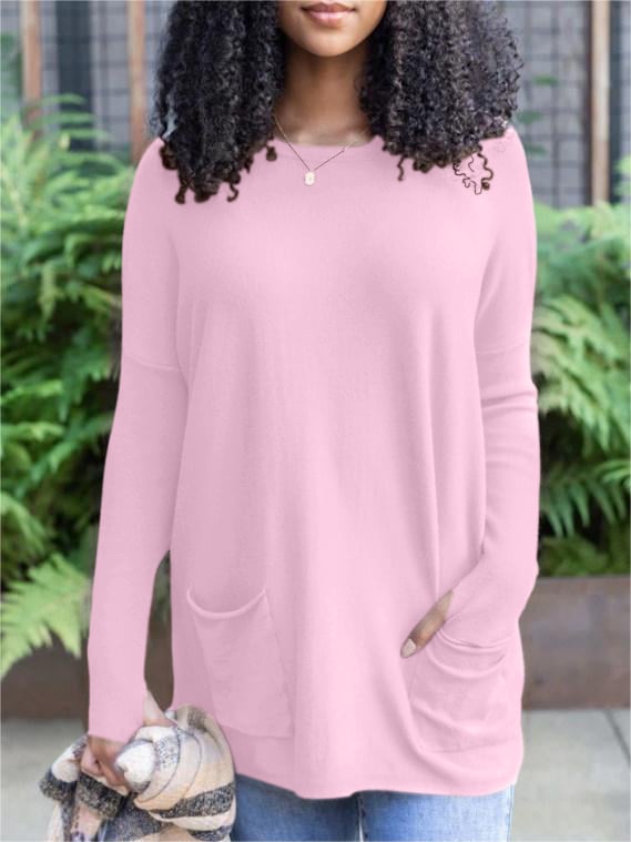 💥HOT SALE 49% OFF💥LONG SLEEVE THUMBHOLE SWEATER POCKET TUNIC💥