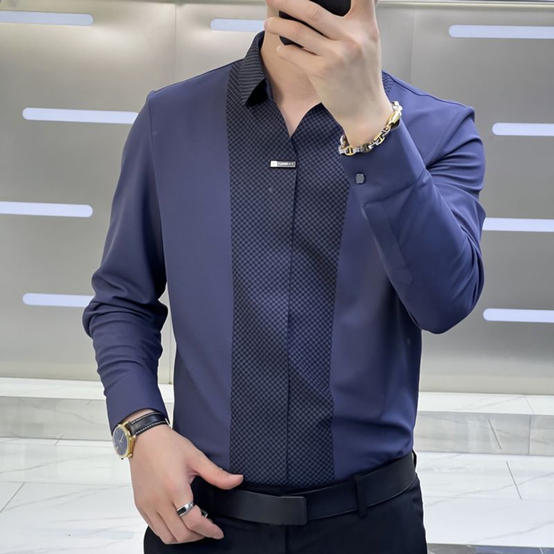 🎁✨Hot sale🔥Men's Business Casual Patchwork Shirt