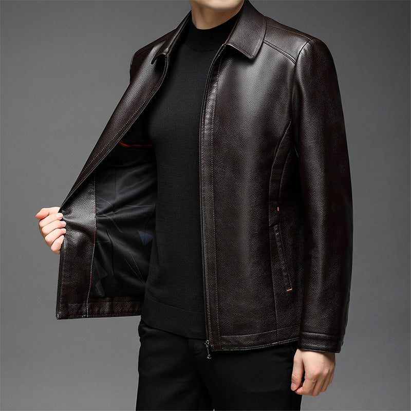 Men's Windproof Warm Leather Jacket