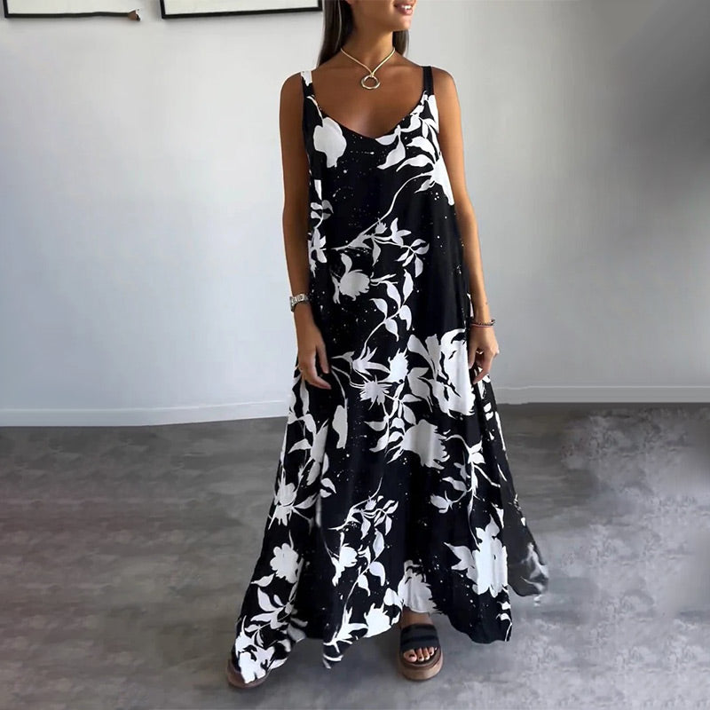 🔥HOT SALE 50% OFF🔥Women's Floral Spaghetti Strap Sleeveless Backless Flowing Dress