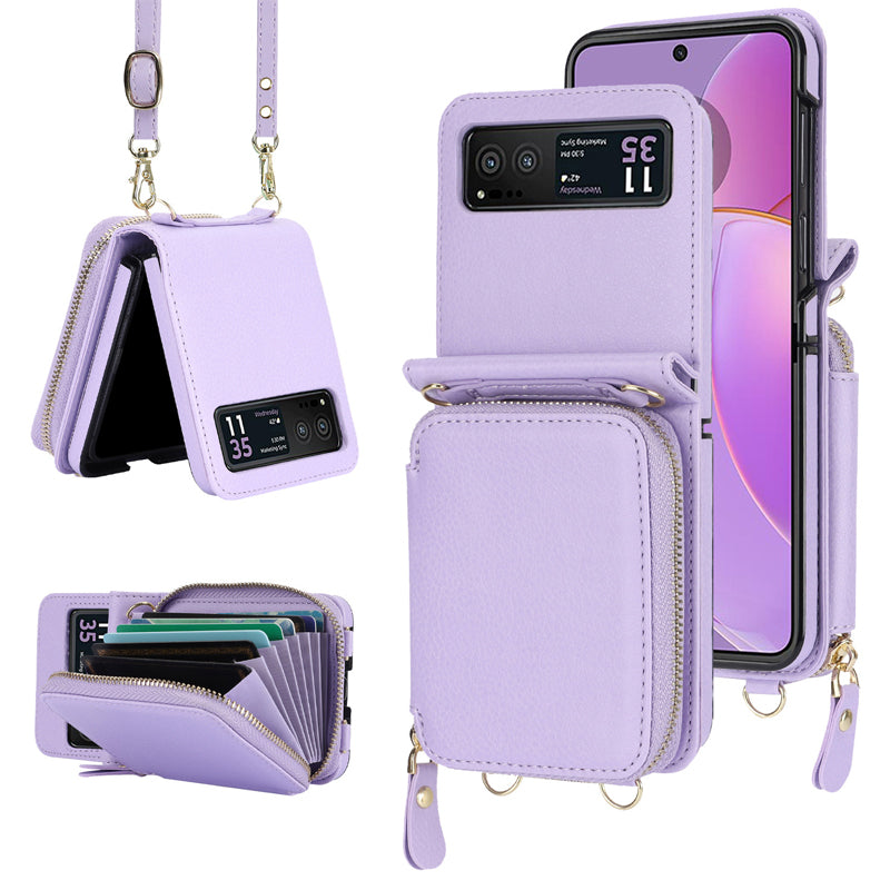 ✨Leather case with card holder and zip for Samsung Galaxy Z Flip3/4/5/6✨