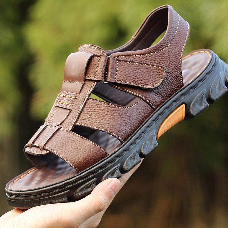 Breathable summer leather sandals for men