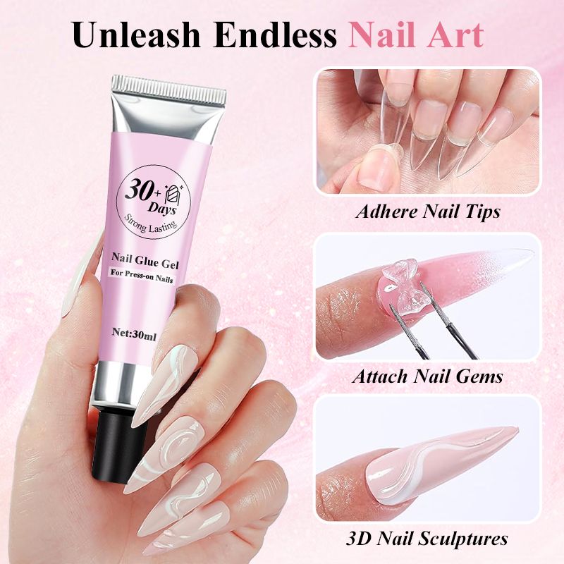 Strong Lasting Nail Glue Gel Set for Press-on Nails