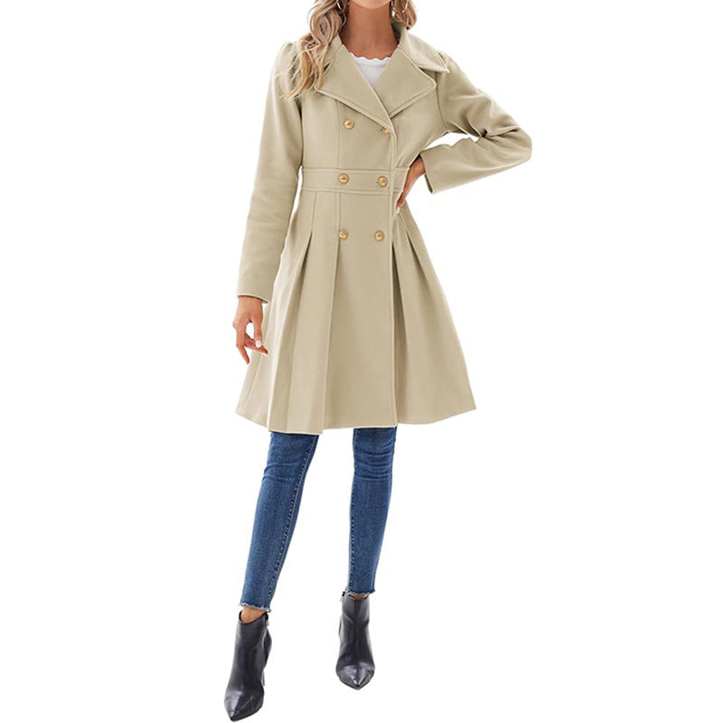 Women's A-line Slim Long Tweed Coat