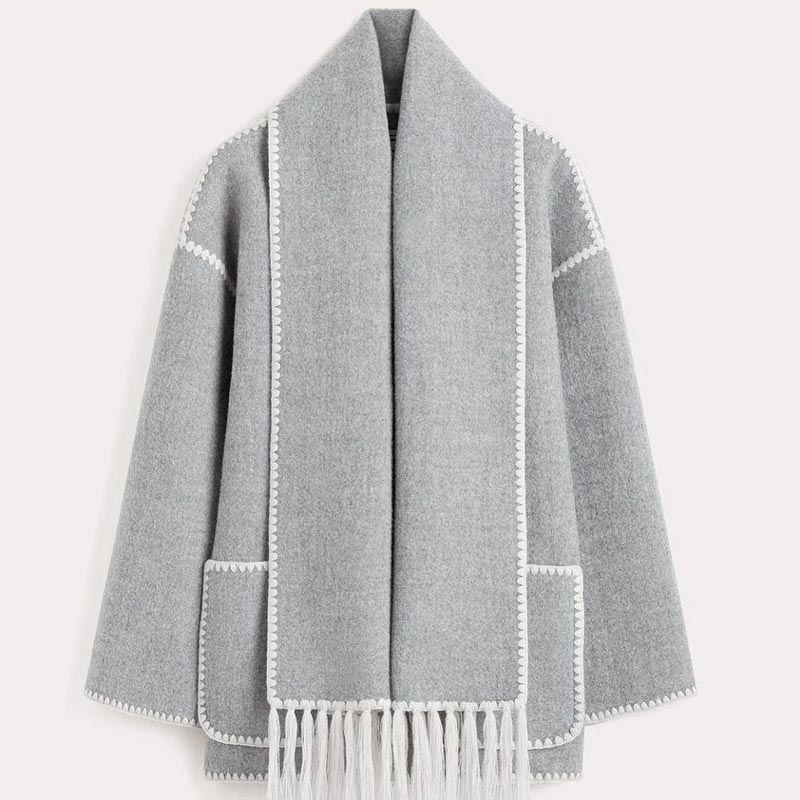 🍂Women’s Tassel Scarf Tweed Coat🍂