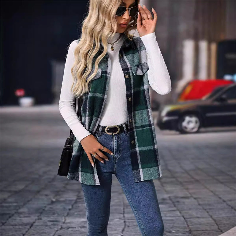 🌸Fashion new products 50% OFF🌸Women’s Button-Down Plaid Vest