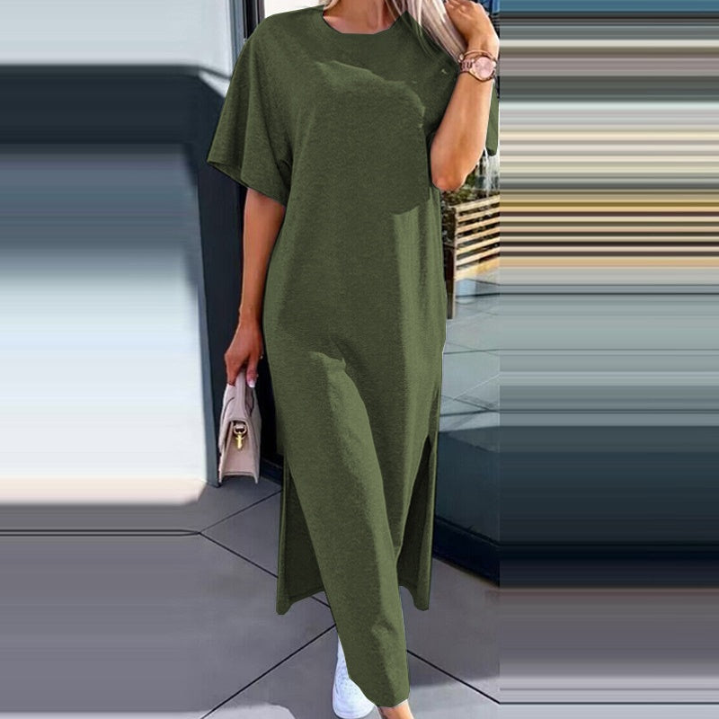 Women's Casual Split T-shirt Long Dress