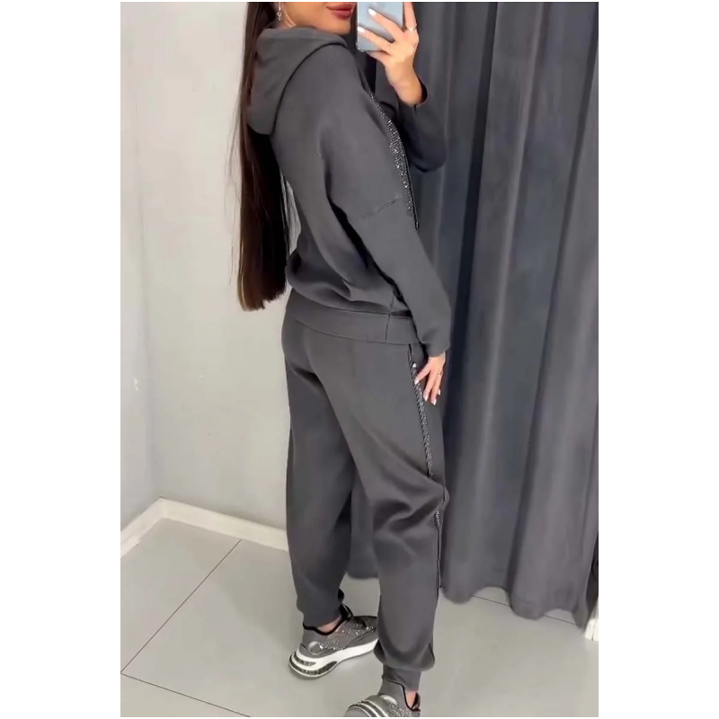 Women's Hooded Sweatshirt and Cuffed Joggers 2-Piece Set