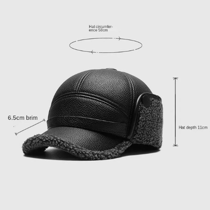 Men's Thick Ear Protection Faux Leather Hat