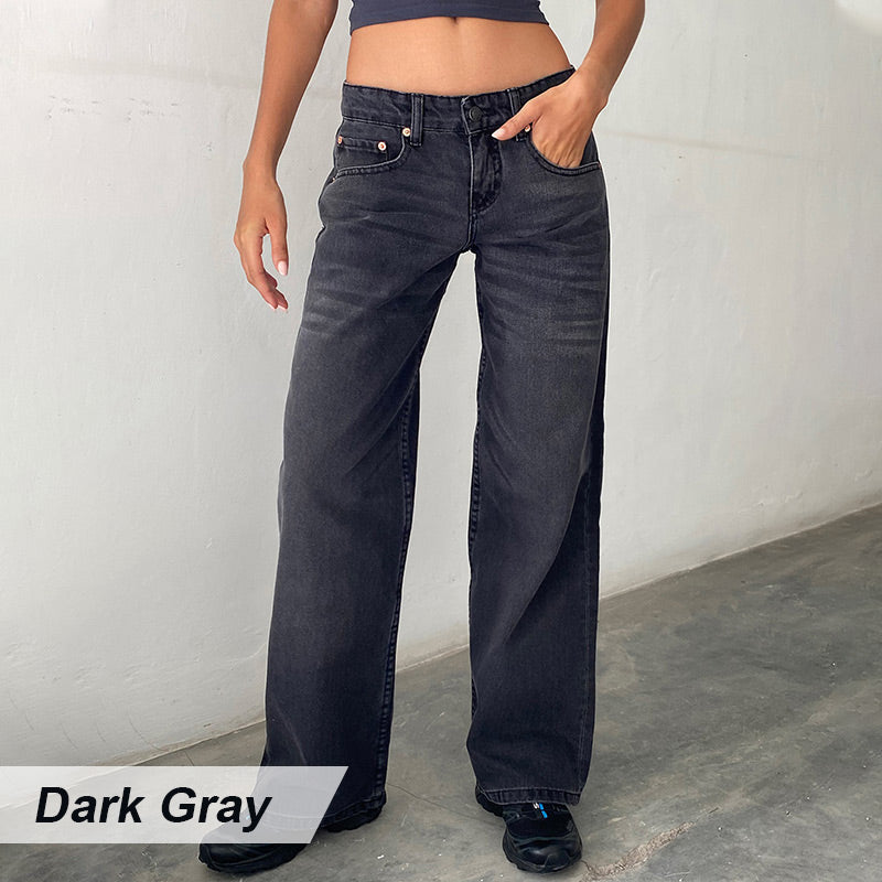 Women's Low-Rise Straight Leg Jeans with Pockets