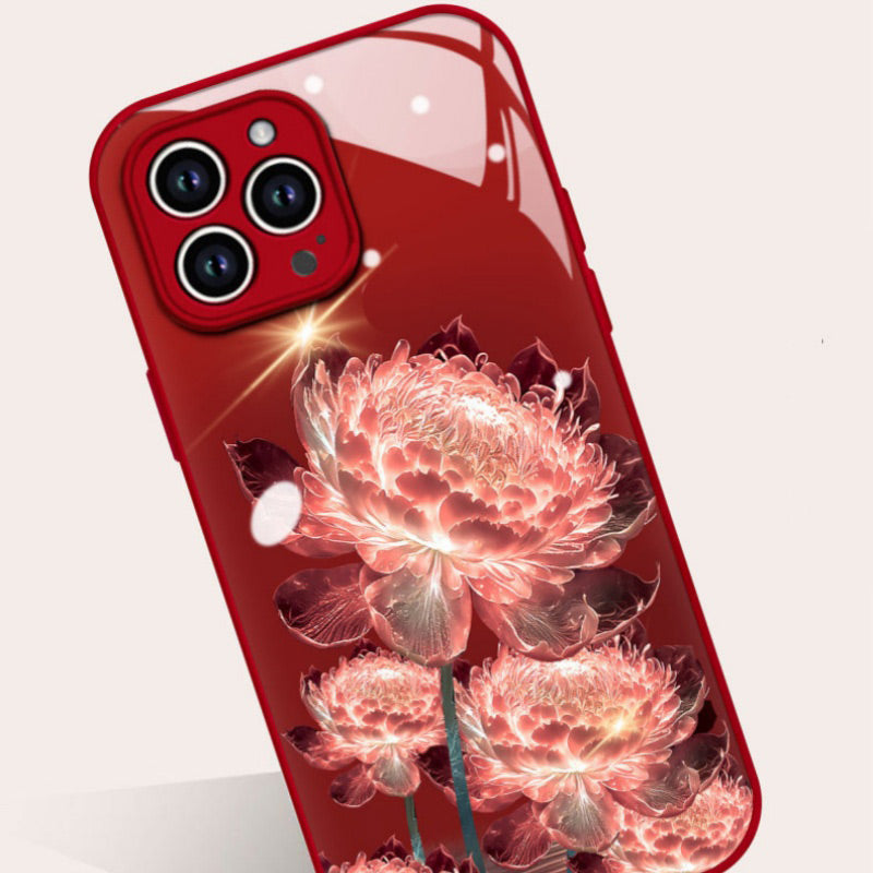 Shockproof Epiphyllum Slim Liquid Glass Phone Case