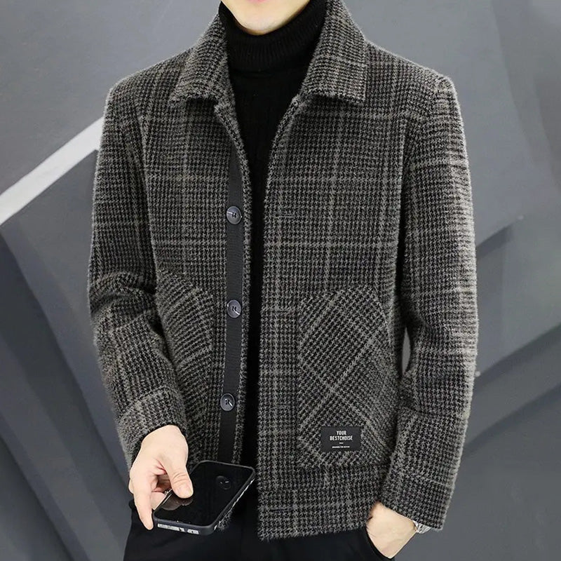 ✨New Arrival✨Men's Fashion Plaid Warm Lapel Jacket（50% OFF）