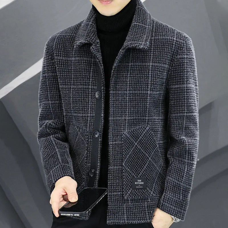 ✨New Arrival✨Men's Fashion Plaid Warm Lapel Jacket（50% OFF）