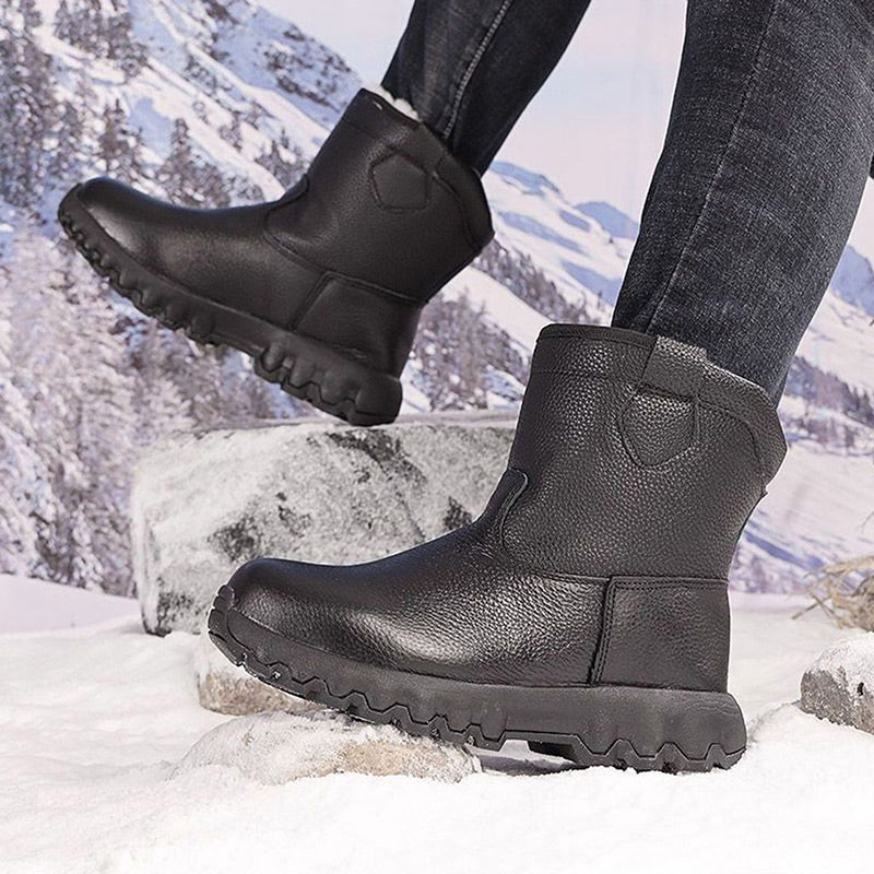 🎅Christmas Pre-sale🎁Plush Lining Warm Leather Snow Boots