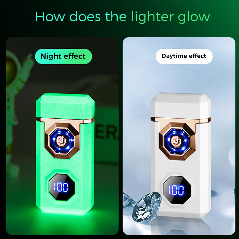 USB Charging Digital Windproof Lighters with LED Lighting Function