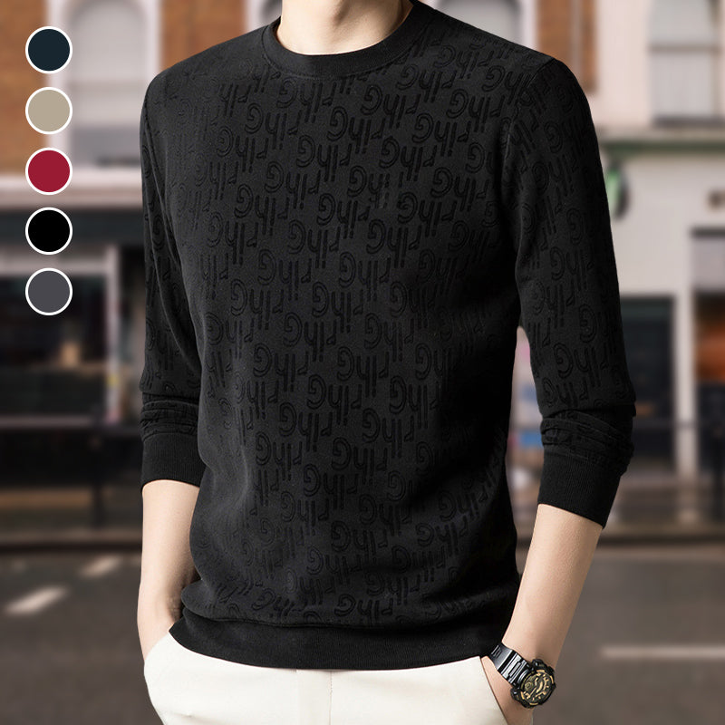 Men's Thickened Round Neck Fashion Jacquard Sweater