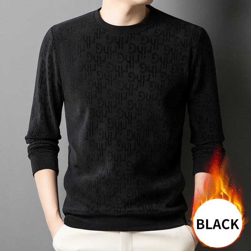 Men's Thickened Round Neck Fashion Jacquard Sweater