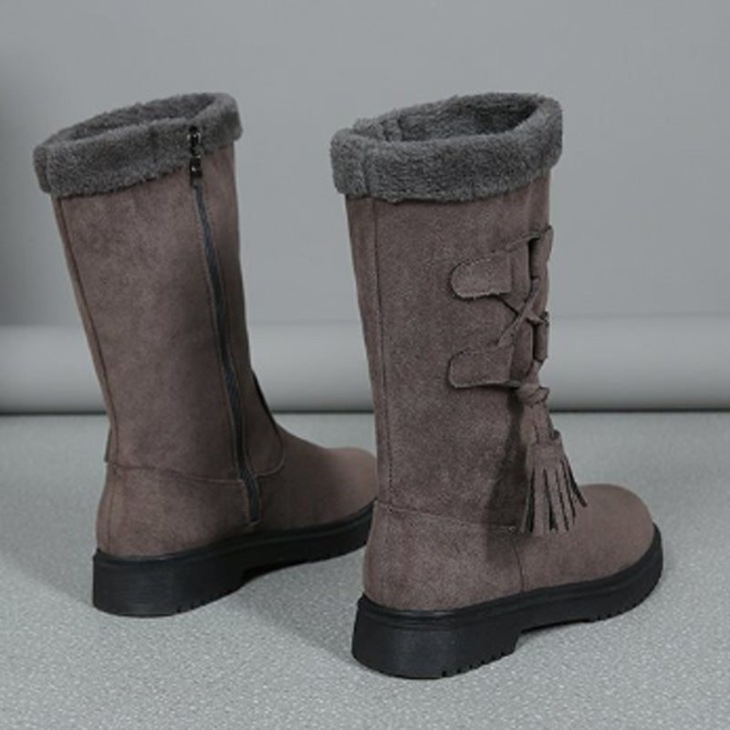 Women's Warm Mid-Calf Boots with Side Zipper