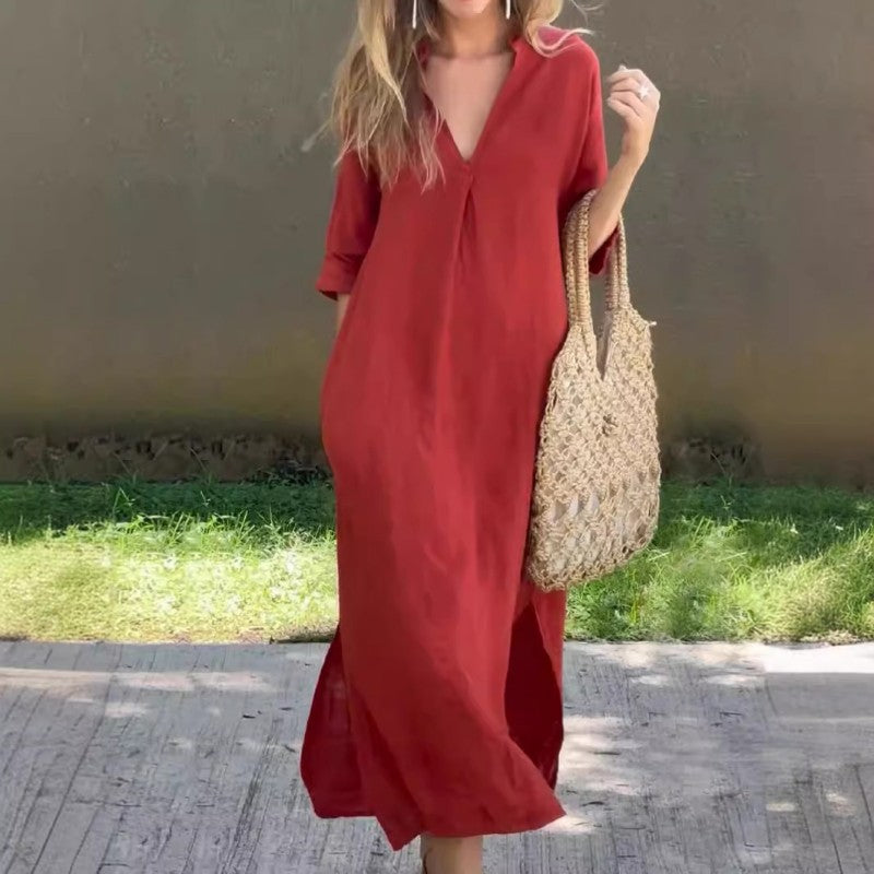 🔥Big Sale 50% OFF🔥Elegant V-Neck Slit Dress