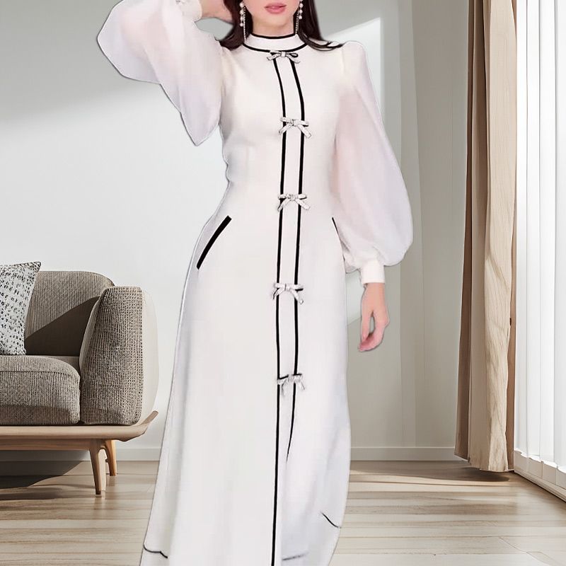 🎉🎉Christmas Sale 🎄❄️ Women’s Temperament Half-turtleneck Maxi Dress with Pockets‼️