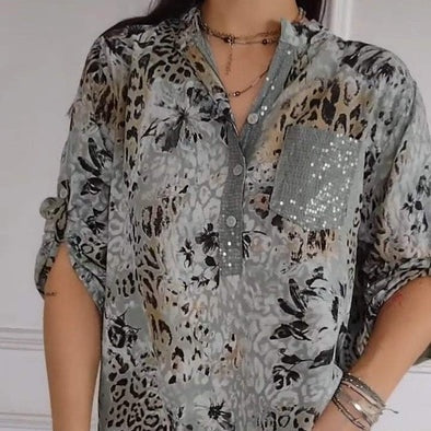 Women's Casual Half Button Printed Shirt