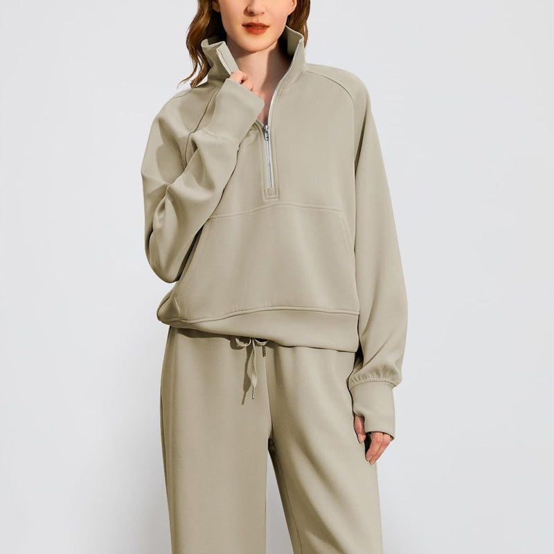 ✨Special Sale 50%OFF🔥 Women’s High-Neck Zip-Up Pullover and Wide-Leg Pants Set