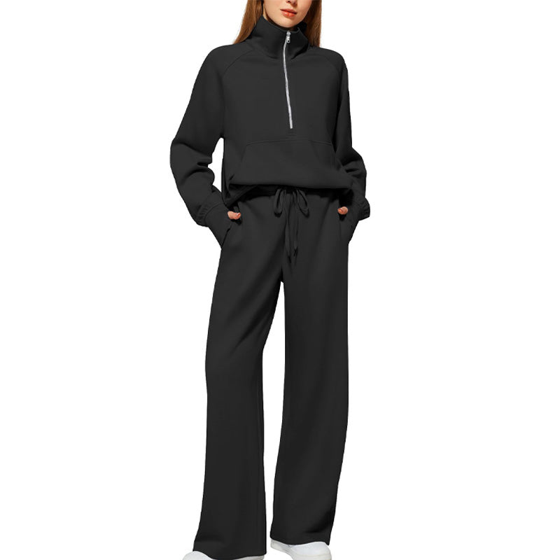 ✨Special Sale 50%OFF🔥 Women’s High-Neck Zip-Up Pullover and Wide-Leg Pants Set