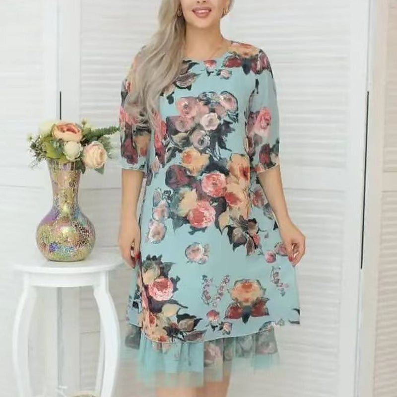 🌸Spring Specials🌸 Women's Elegant Rose Print Loose Dress