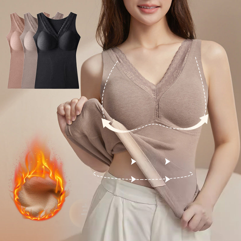 Women's Seamless Thermal Vest with Built-in Bra