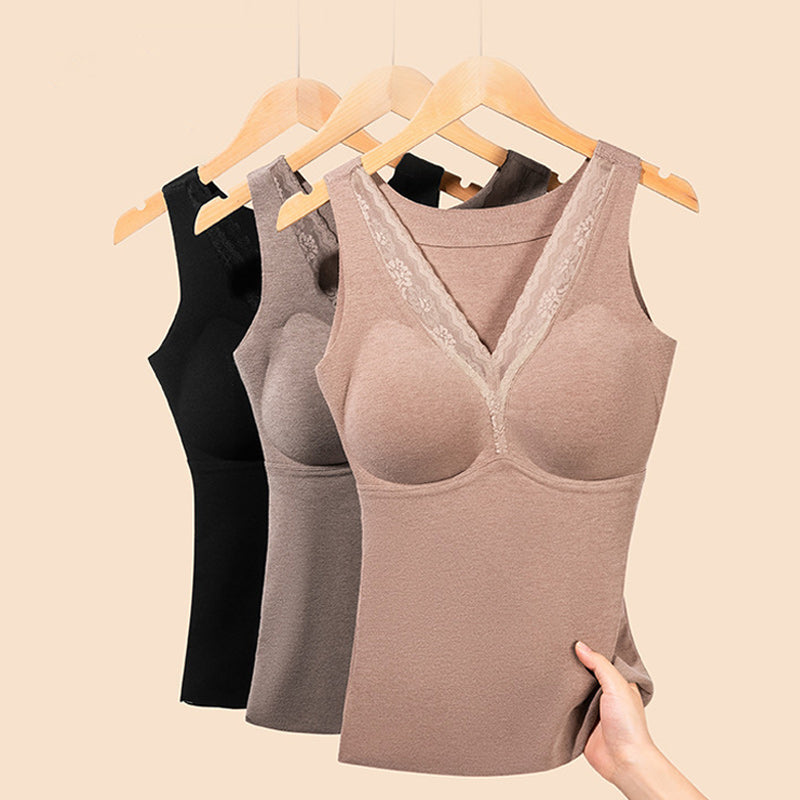 Women's Seamless Thermal Vest with Built-in Bra