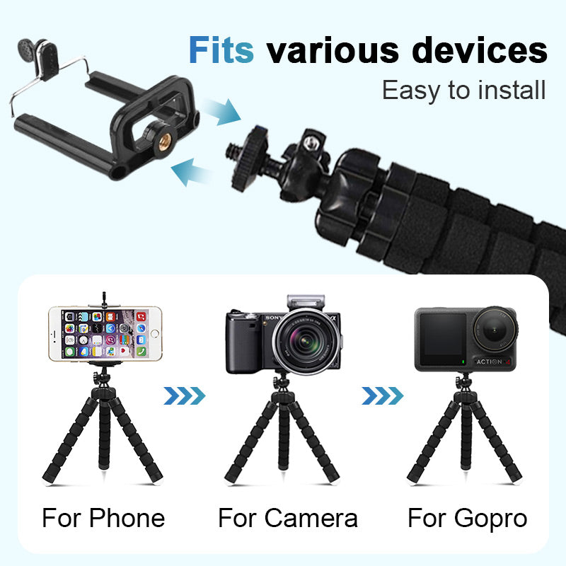 Flexible Mini Octopus Tripod (Remote control included)