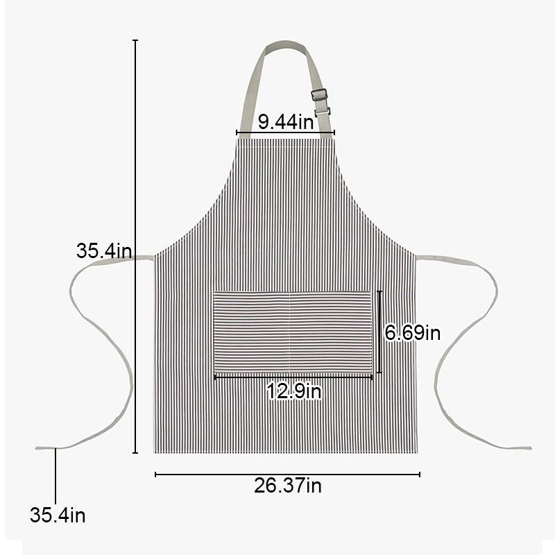 Adjustable Kitchen Cooking Striped Apron with Pockets