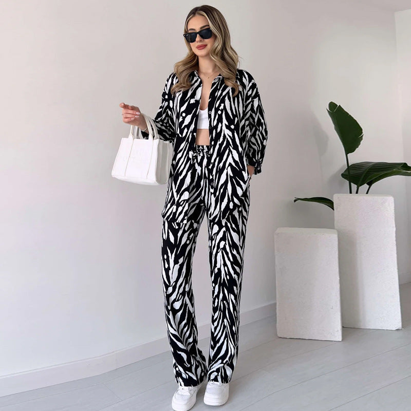 🌸Spring Specials🌸 Chic Women's Zebra Print Shirt & Pants Set