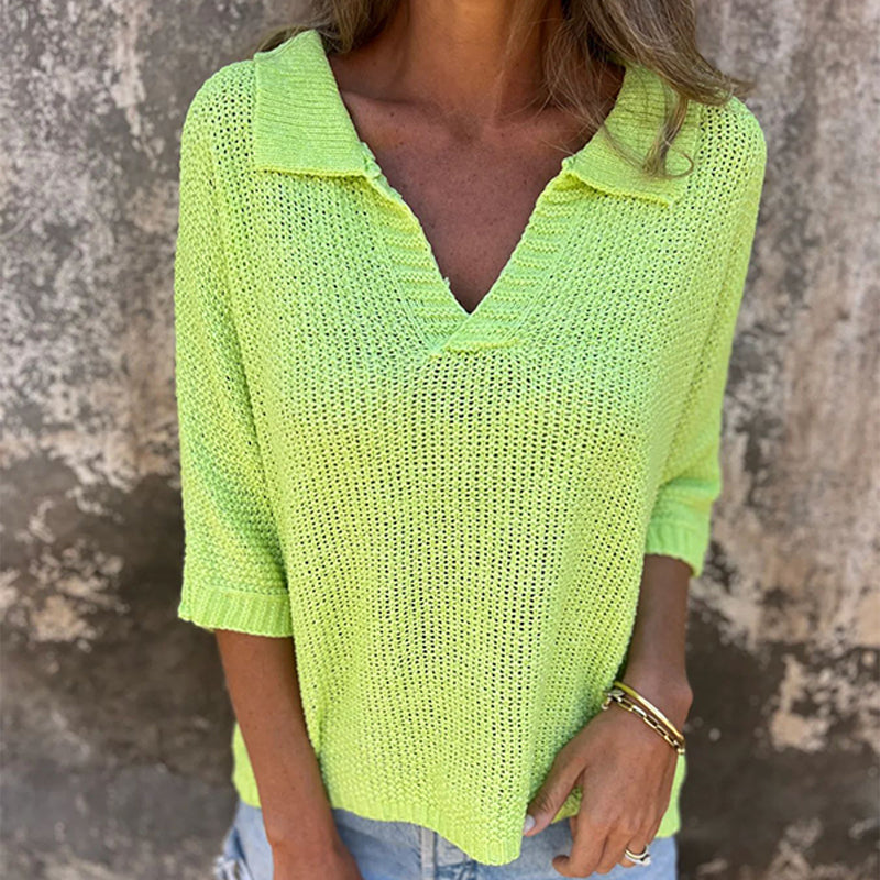 🎉Happy New Year! 50% OFF 🛍️Stylish V-Neck Three-Quarter Sleeve Knit Top