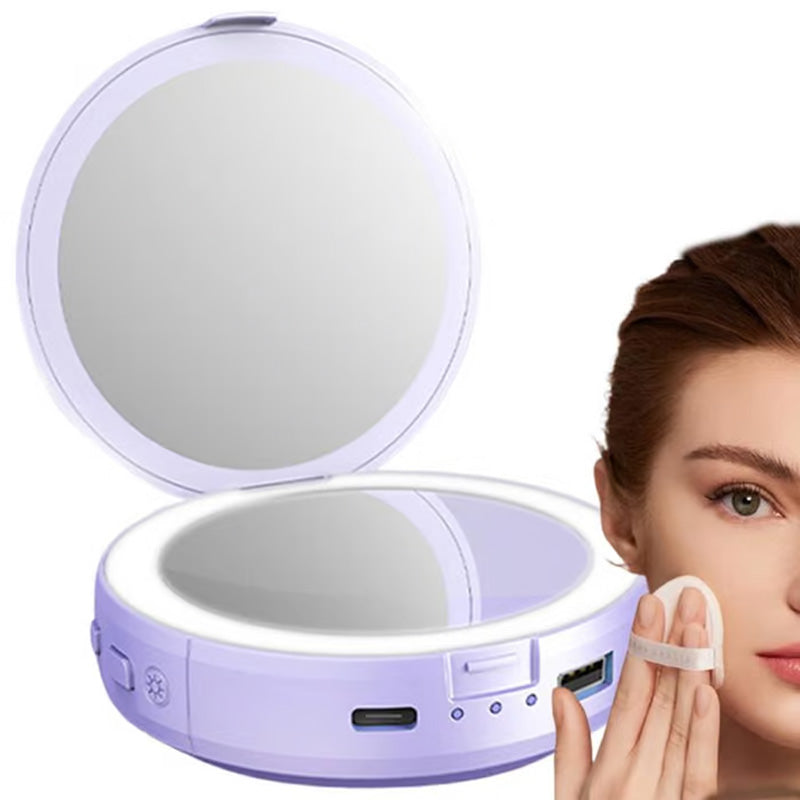 4-in-1 LED Lighted Mirror with Power Bank & Hand Warmer