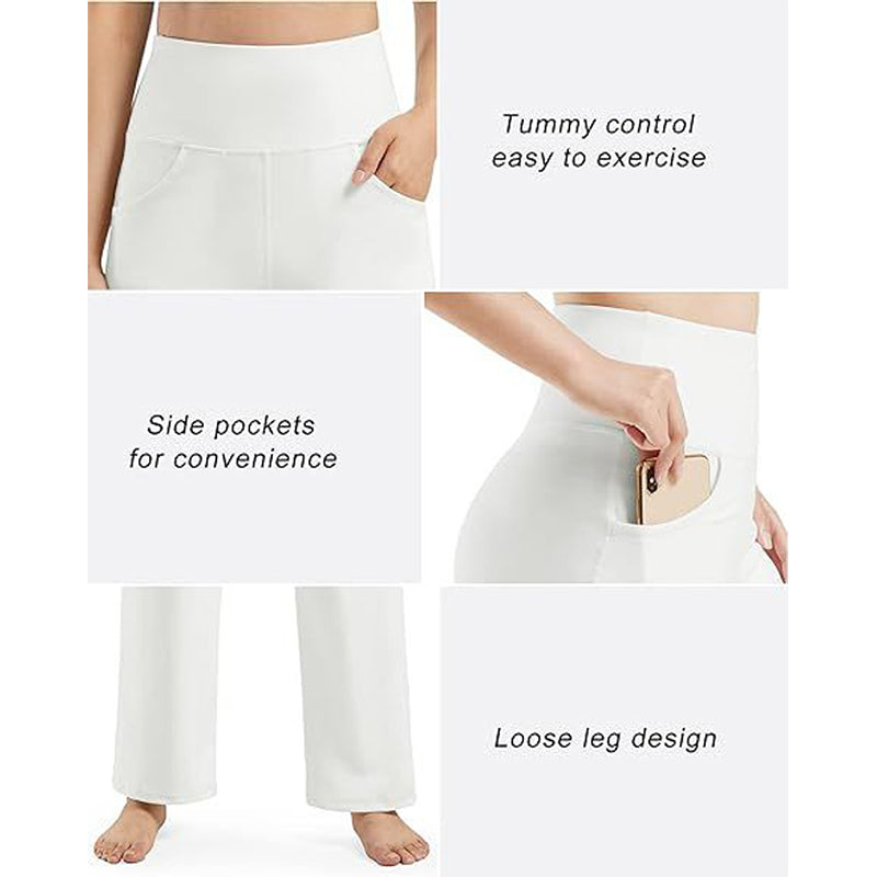 Women's Wide-Leg Stretch Yoga Lounge Pants with Pockets