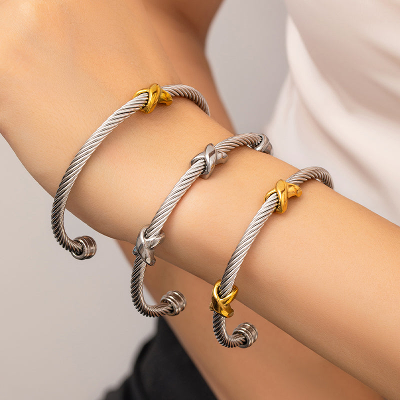 Adjustable Stainless Steel Twisted Bracelet