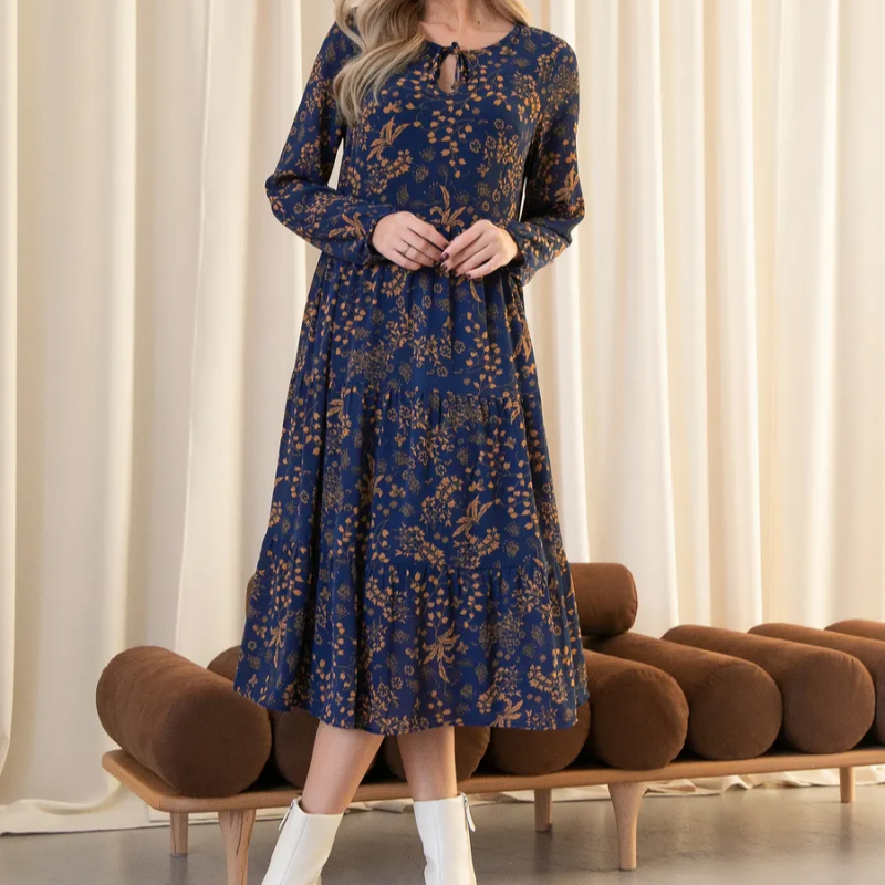 🌸Spring Specials🌸 Long Sleeve Printed Round Neck Dress