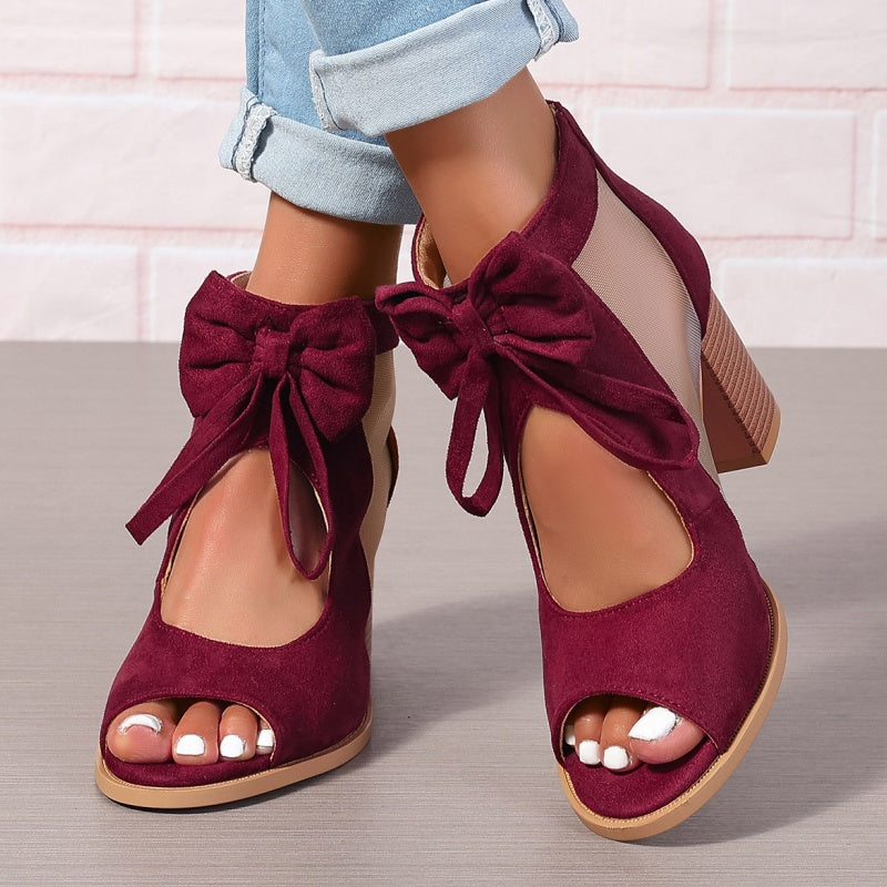 Women’s Bow Open-Toe Chunky Heel Sandals